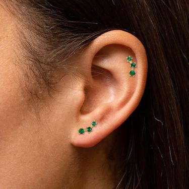 Imagem de Brincos femininos de aço inoxidável banhado a ouro 18 K branco 20 g com pino de zircônia cúbica em estilos únicos, standard, Aço inoxidável Latão, Sem pedra preciosa