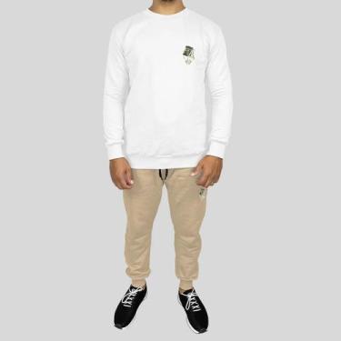 Imagem de Conjunto Calça e Blusa Moletom Careca Sem Capuz Algodão Mão Dollar, G,