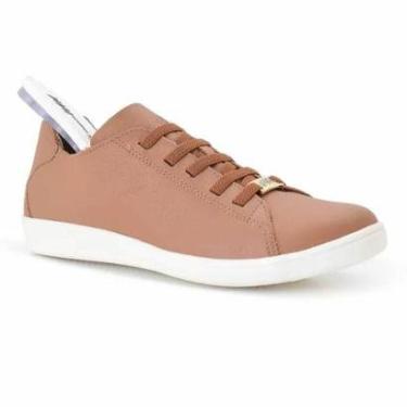 Imagem de Tênis Feminino Marina Mello Em Couro Sarah Caramelo 34-Feminino