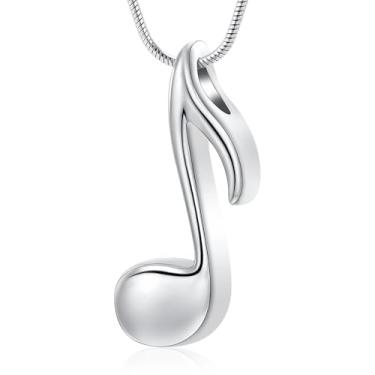 Imagem de mingkejw Colar de urna musical para cinzas, joias de cremação para mulheres e homens, aço inoxidável, música, memorial, suporte de cinzas para animais de estimação humanos, joias de lembrança para
