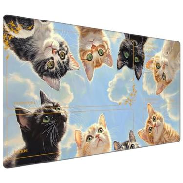 Imagem de DEGDFSGR for MTG Playmat with Zones 24 x 14 inches for TCG Playmats Non-Slip Rubber Base Commander Play Mat for MTG Mat Iorcana Trading Card Game, Adorable Cats