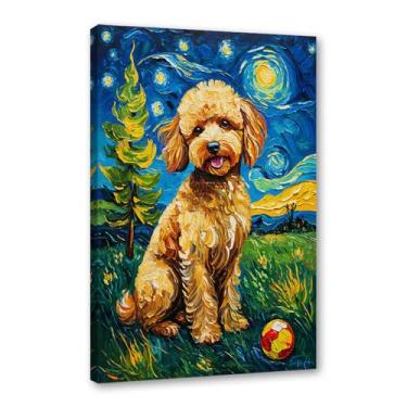 Imagem de Pôster colorido abstrato Van-Gogh com pintura a óleo floral noite estrelada impressão de animais engraçados para decoração de casa e sala de estar (SKU17,16x60 cm), emoldurado (tela embrulhada))