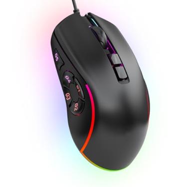 Imagem de Zyyini Mouse para Jogos RGB, 6 Mouse Macro Com Fio Ajustável de 800-12800 DPI, 10 Botões Programáveis, 14 Efeitos de Iluminação, para PC, Jogos de Computador e Escritório