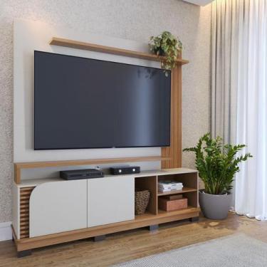 Imagem de Estante Home Theater Ambiente Jurerê 1.8 Off White Matte Freijó  Colib