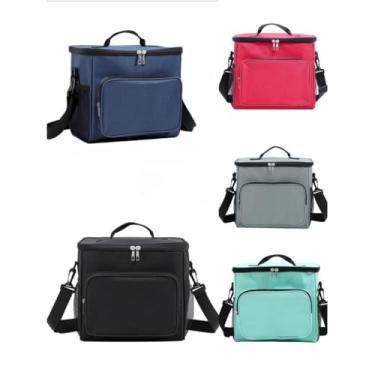 Imagem de Bolsa Térmica Dupla Camada Grande Capacidade para Marmita com Alça de Mão e Ombro, Isolamento para Almoço, Lanches e Uso Diário em Trabalho ou Passeios (Aleatorio 914)