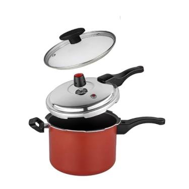 Imagem de Panela De Pressao 4,5 litros Antiaderente Kit Convencional Tampa Vidro (Vermelho)