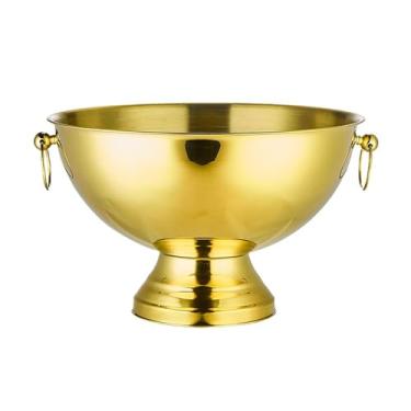 Imagem de Balde de gelo grande de aço inoxidável com orelhas duplas para vinho champanhe cerveja KTV clubes bar festas vinho cerveja champanhe balde (ouro)