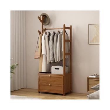 Imagem de KEG801302 Cabideiro de chão para corredor com gaveta de armazenamento, cabideiro doméstico para pendurar no quarto, guarda-roupa, suporte para chapéu (marrom, grande)