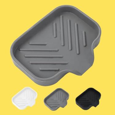 Imagem de Saboneteiras de silicone para banheiro com bico de drenagem - organizador de pia de banheiro e cozinha, suporte de esponja, bandeja de sabonete, perfeito para dispensador, esfregão, garrafa, copo na