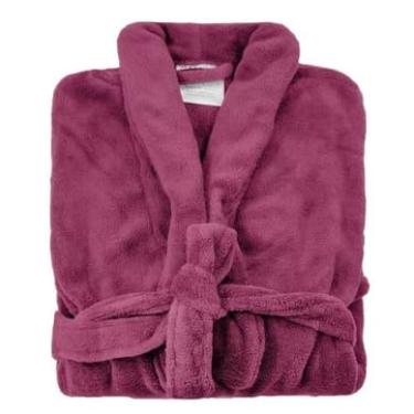 Imagem de Roupão Plush Microfibra Adulto Extra Macio Unissex Tamanho Único - Confortável para Dormir e Relaxar em Casa (ROXO/FUCHSIA)