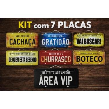 Imagem de Placa Carro Decorativa Kit 7 Un. Enfeite Area de Lazer Churrasco Mdf -