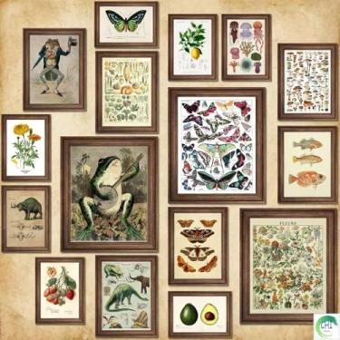 Imagem de LANCHI95 Conjunto de 16 peças de arte de parede vintage Cottagecore & Fairycore – Impressões estéticas para quarto, sala de estar e decoração de escritório (sem moldura) Animal 2