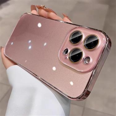 Imagem de Capa protetora de luxo com revestimento brilhante para iPhone 15, 16, 17 Pro Max, Air 14, 13, 12 e 11, com lente de vidro cristal, cor ouro rosa, compatível com iPhone 12 Pro.