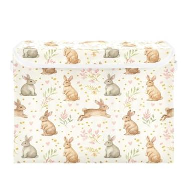 Imagem de SEHANY Cestas de armazenamento fofas de coelho de desenho animado com tampas, organizador de caixas de armazenamento de tecido para armário de roupas, cobertor de escritório, berçário, 42 x 32 x 30 cm