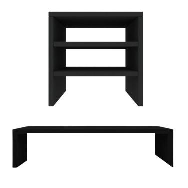 Imagem de Kit Suporte De Mesa Monitor E Escaninho Organizador Preto