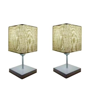 Imagem de Abajures Quadrados Md-2008br Cúpula Tecido Bege