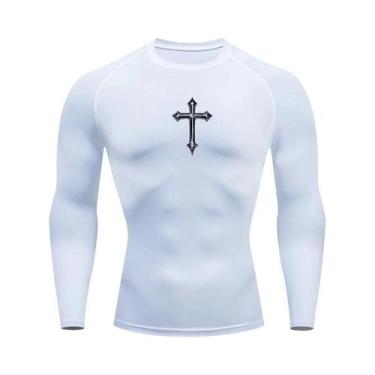Imagem de Camiseta Masculina De Compressão Com Estampa De Cruz Cristã, Secagem R