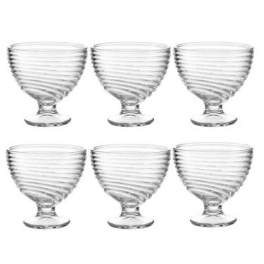 Imagem de Jogo C/ 6 Taças de Vidro Sobremesa Waves Transparente 300ml Mesa Posta