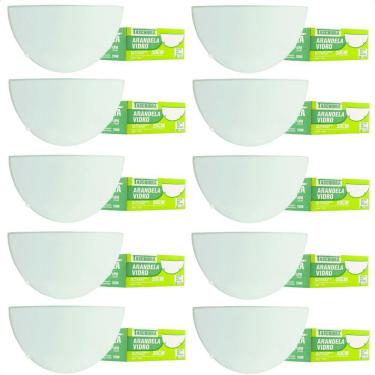 Imagem de Kit 10 Arandelas Taschibra Jurerê Vidro Meia Lua E27 Bivolt