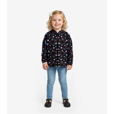 Imagem de Blusão Infantil Menina Com Capuz Select Preto, 10, Preto