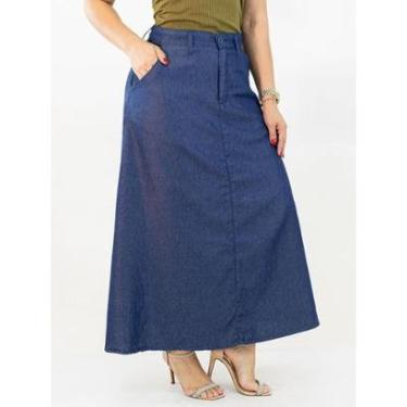 Imagem de Saia Feminina Longa Jeans Liocel Bolsos Cintura Alta Anticorpus-Feminino