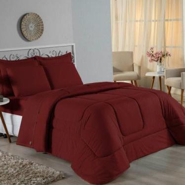 Imagem de Kit Edredom Dupla Face + Jogo De Lençol Casal Viúva Nobre 6 Peças Malh