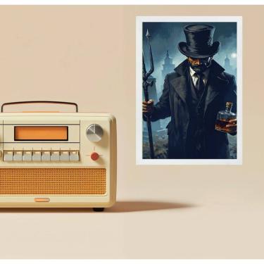 Imagem de Quadro Decorativo Exu 7 Covas 45X34Cm - Com Vidro