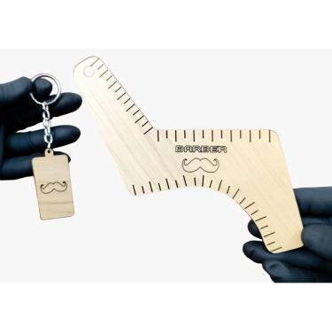 Imagem de Alinhador Modelador Acrílico Madeira Barba Bigode Boomerang