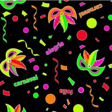 Imagem de TNT Toalha De Mesa 1,40x2 40G Carnaval Folia Neon Preto Mewi