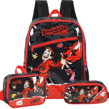 Imagem de Kit Mochila Enaldinho Costas Lancheira E Estojo Duplo Kids - Enaldinho