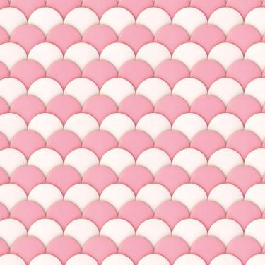 Imagem de Papel De Parede Circulos Rosa E Branco Infantil Adesivo