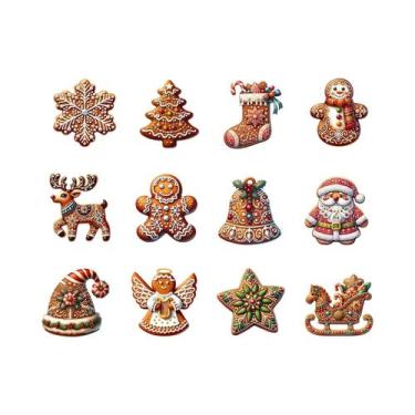 Imagem de Conjunto De Enfeites De Natal De Madeira Artesanais 12/24/36 Peças Com