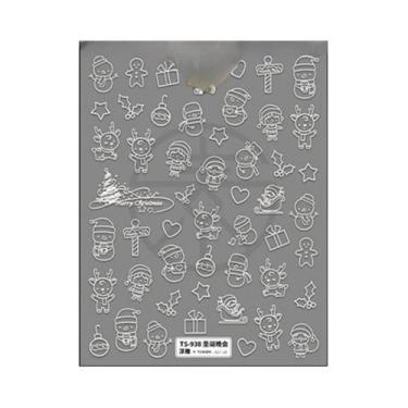 Imagem de Adesivos De Unha De Natal Com Floco De Neve Rosa, Decalques De Unha 5D