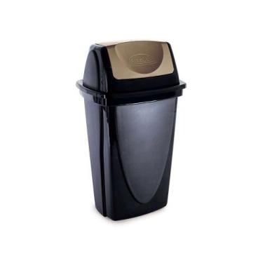Imagem de Lixeira de Plástico com Tampa Basculante Plasútil Ecoblack Preto e Dou