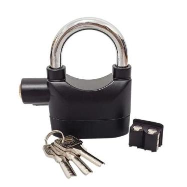 Imagem de Cadeado com alarme sonoro antifurto 110db para moto, bike, portão e ar