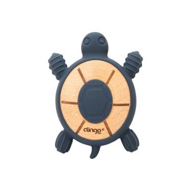 Imagem de Mordedor De Madeira Tartaruga Azul Navy – Silicone Macio