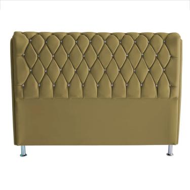 Imagem de Cabeceira Para Cama Box Londres Casal 140 Cm Suede Capitonê Botões Cristal Bege Do Lar...