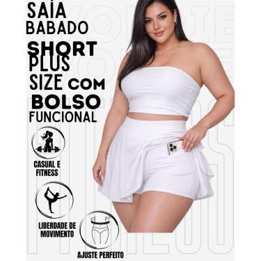 Imagem de Saía Babado Com Short Plus Size Com Bolso Lateral Funcional Em Suplex WOLFOX Feminina-Feminino