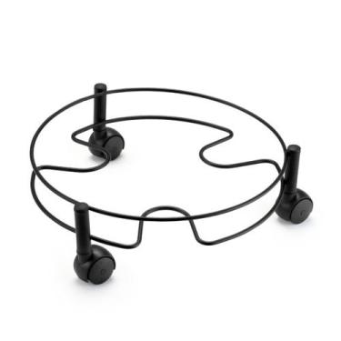 Imagem de Suporte Multiuso com Rodinhas para Botijão Preto Aço Inox Resistente V