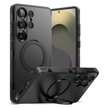 Imagem de Ringke Alles [Compatível com MagSafe] Capa projetada para Samsung Galaxy S25 Ultra, capa à prova de choque com suporte giratório de 360°, recortes precisos de ímã poderoso para lentes de câmera -