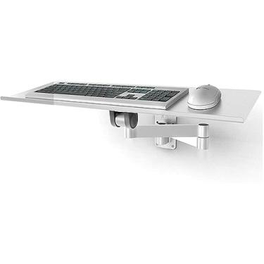 Imagem de Bandeja de teclado de alumínio ajustável de parede mouse teclado plataforma economia de espaço telescópico suporte de teclado de parede