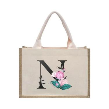 Imagem de Bolsa De Ombro Feminina De Lona Branca Com Estampa, Grande Capacidade,