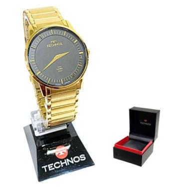 Imagem de Relógio Technos Masculino Analógico Slim Safira Dourado GL22AA/1P