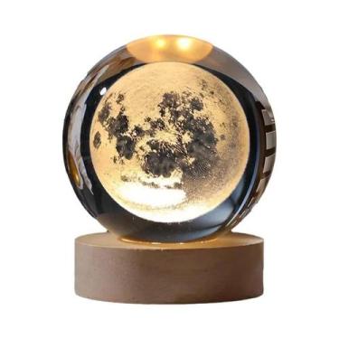 Imagem de Lâmpada Noturna LED USB Bola De Cristal Galáxia 3D Planeta Lua Decoraç