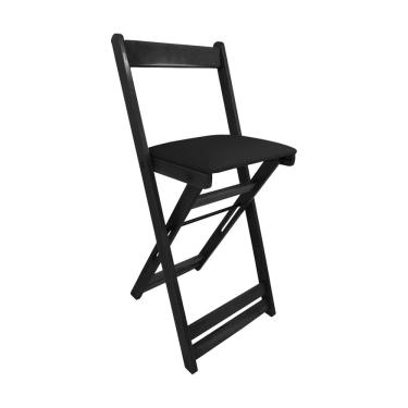 Imagem de Cadeira Dobrável em Madeira Estofada Design Moderno para Bar Restaurante e Área Gourmet - Preto