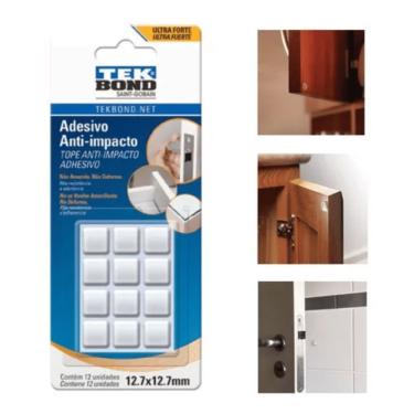 Imagem de Adesivo anti-impacto Tekbond 23501001000 para Portas, Gavetas e Móveis com Fixação Adesiva Resistente 12.7X12.7MM