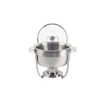 Imagem de Rechaud Redondo Banho Maria com Suporte para Tampa e Fogareiro 7 l em Aço Inox para Bufês Inox Tramontina