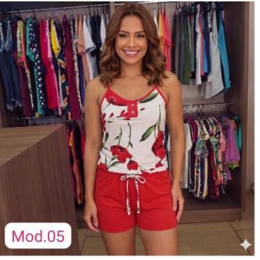 Imagem de Pijama Feminino Malha Algodão 100% Penteada Regata - Valentina Confecç