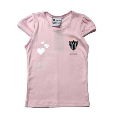 Imagem de Camisa Infantil Atlético Mineiro Canelada Rosa Menina Galo Oficial - T