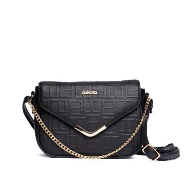 Imagem de Bolsa Feminina Dakota Transversal Texturizada Corrente Preta, Preto, Ú